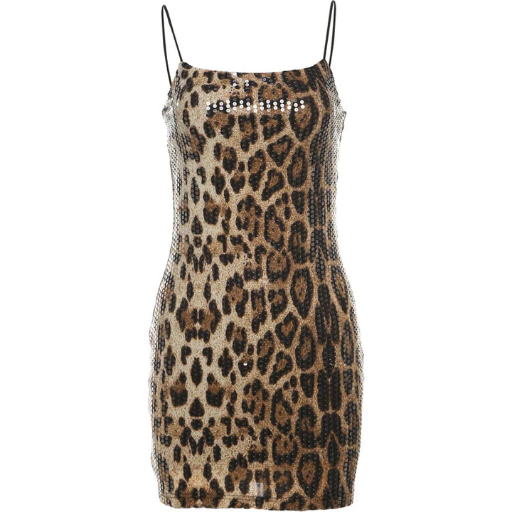 Levoire | Motif Léopard Paillettes Mini Robe