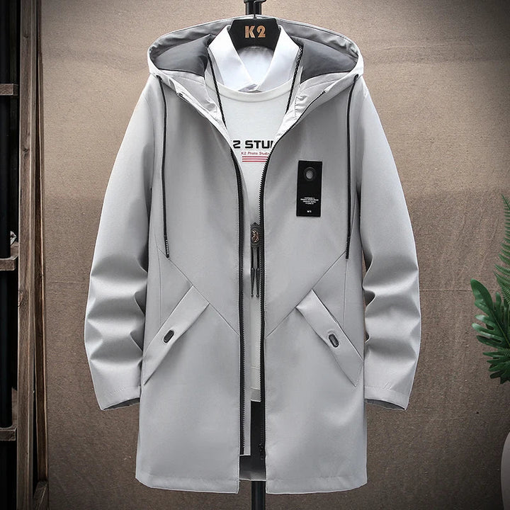 Levoire | Veste de Pluie Classique Homme Longue avec Capuche Gris