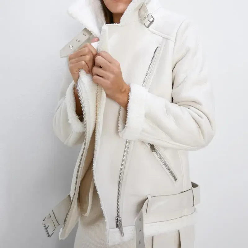 Levoire | Veste chaude en similicuir Beige