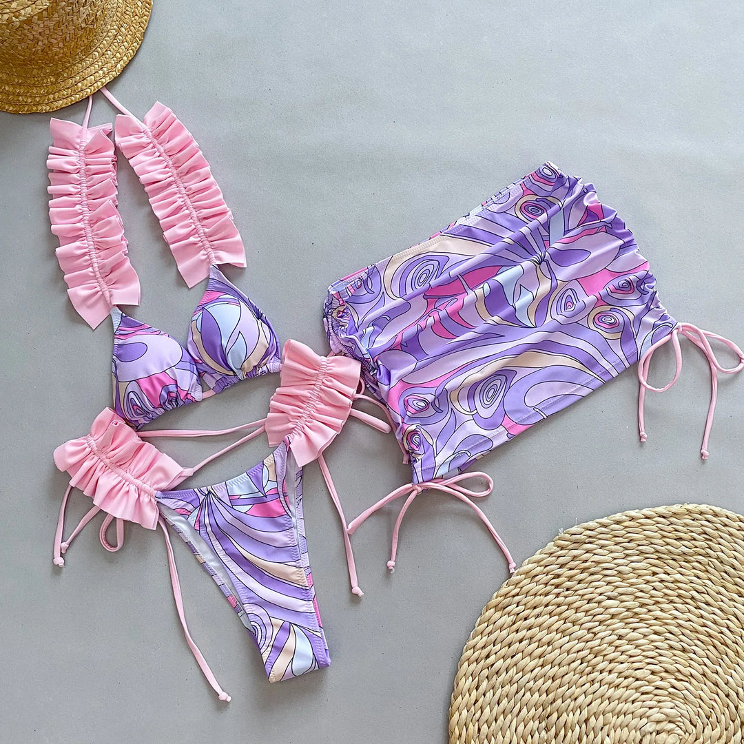 Levoire | Ensemble De Maillot De Bain 2 Pièces Avec Jupe De Plage Lila