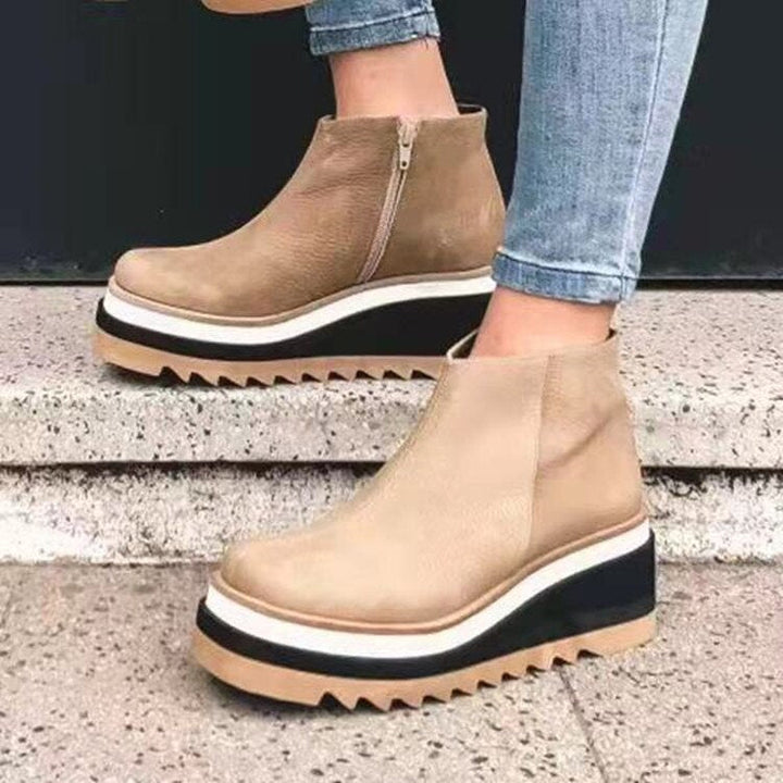 Levoire | Chaussures Basses Élégantes Pour Femmes Avec Zip Et Talon Haut Beige