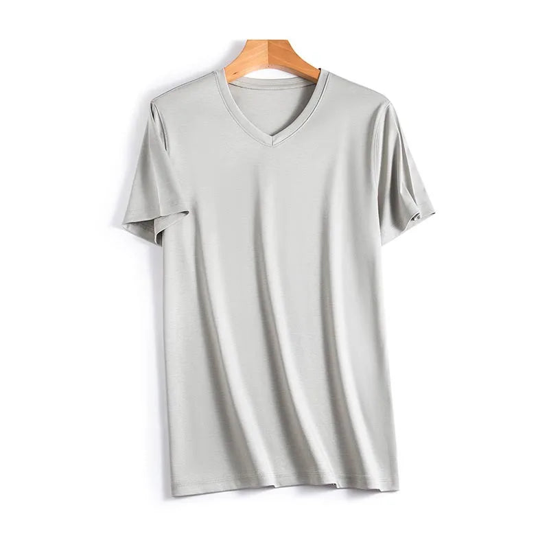 Levoire | Chemise en soie élégante Gris clair | V neck