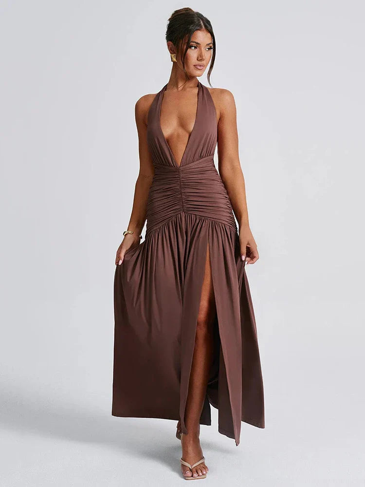Levoire | Dos Nu Noyé V-Cuisse Haute Fente Maxi Robes