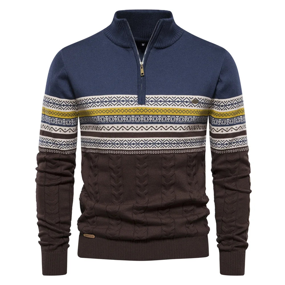 Levoire | Pull Fair Isle Avec Demi-Fermeture Éclair Bleu denim