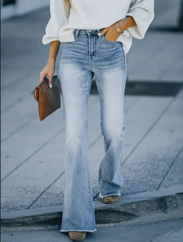 Levoire | Jeans Pour Femmes, Nouveau Jeans À Taille Haute Aminci Micro Évasé Tendance Pour Femmes