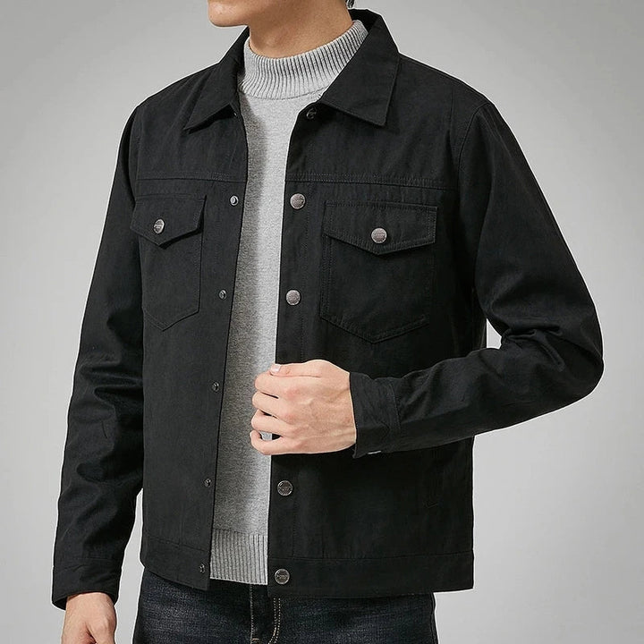 Levoire | Manteau En Daim Décontracté Avec Col Pour Hommes Noir