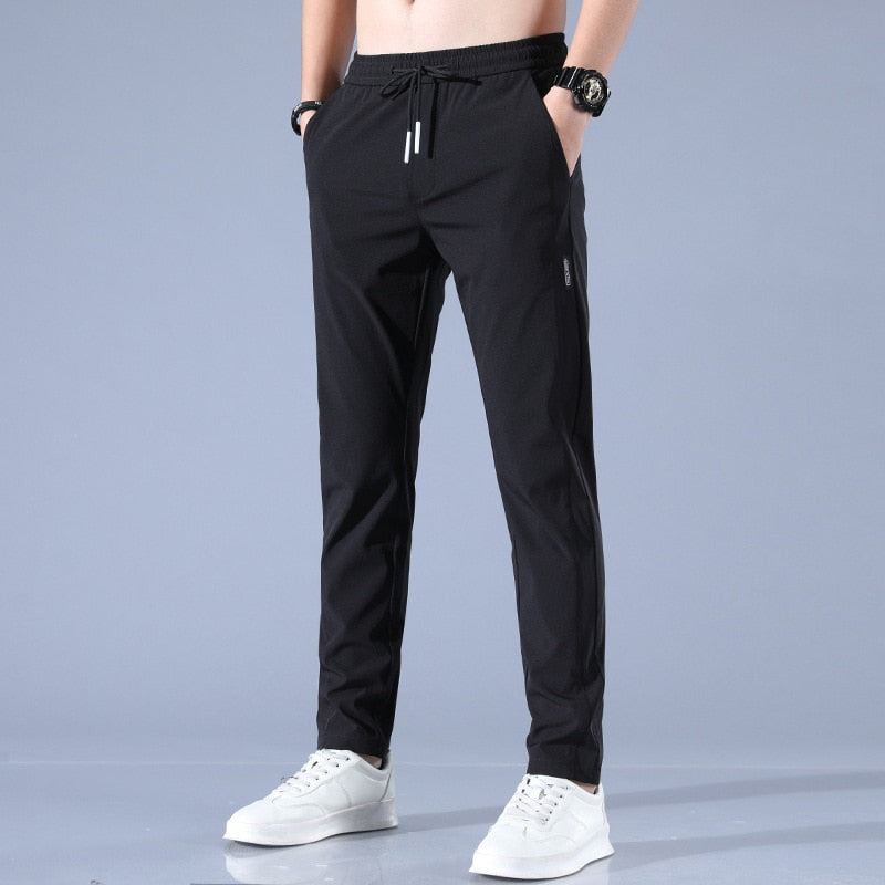 Levoire | Ice Silk Slim Fit Pantalon pour Hommes Noir