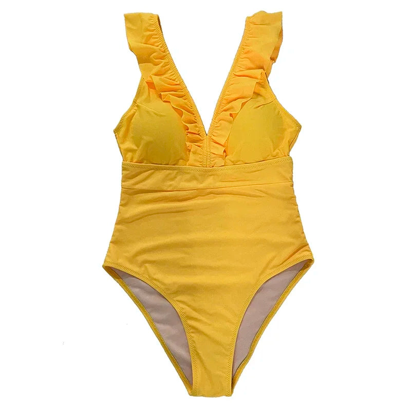 Levoire | Maillot Sexy Une-Pièce Femme Jaune