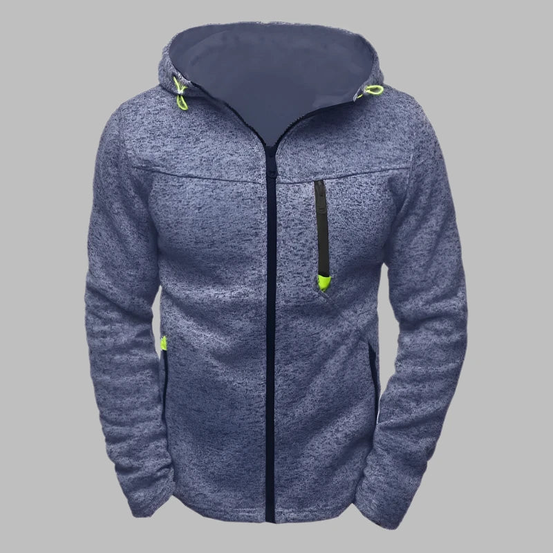 Levoire | Pull À Capuche Élégant Pour Hommes Avec Fermeture Éclair Bleu