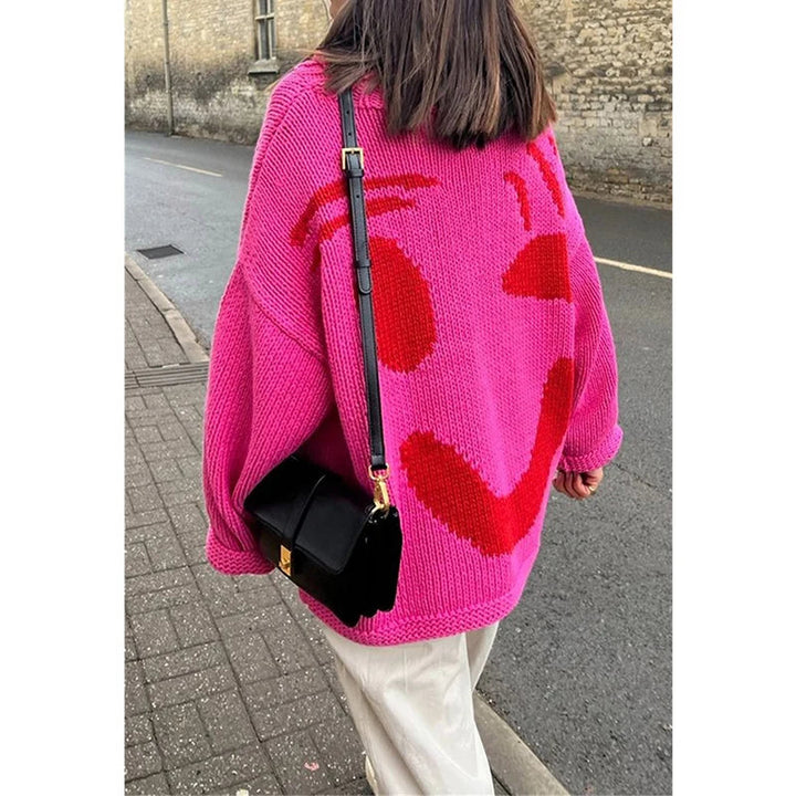 Levoire | Pull Pour Femmes Avec Design De Visage Souriant Parfait Pour Un Look Décontracté Rose