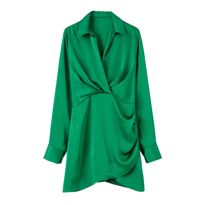 Levoire | Robe Satinée Rose Manches Longues Vert