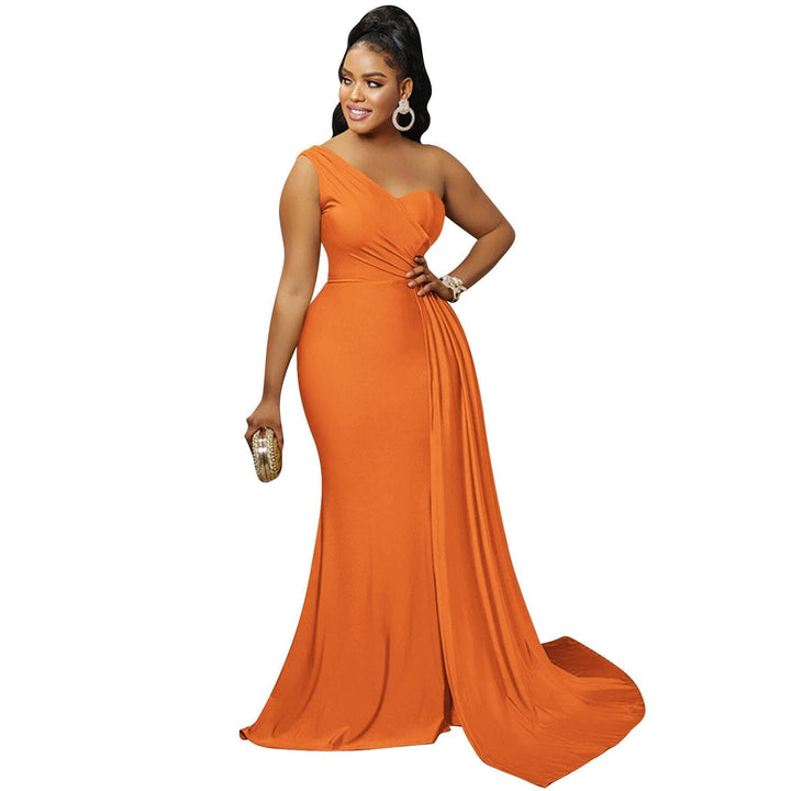 Levoire | En- Épaule Haute Combinaison Robe Maxi Orange