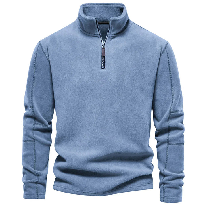 Levoire | Premium Décontracté Pullover En Fleece Avec Fermeture Éclair Et Col Bleu clair