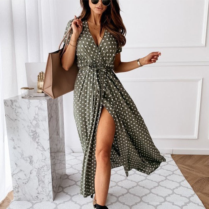 Levoire | Robe Avec Fente Et Décolleté En V Vert