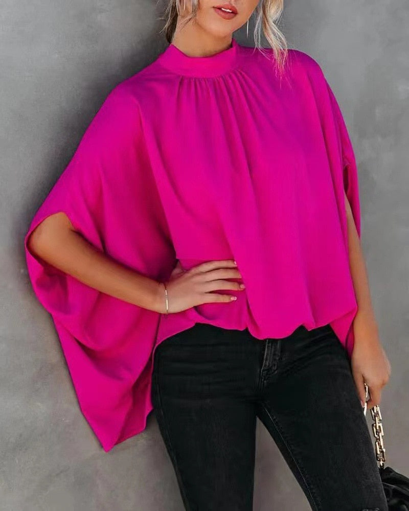 Levoire | Chemisier Ample Avec Manches Chauve-Souris Pour L'Été Mode Décontractée Streetwear Top Rose