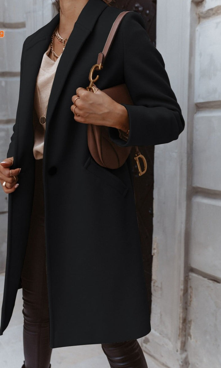Levoire | Veste Longue Avec Bouton Noir