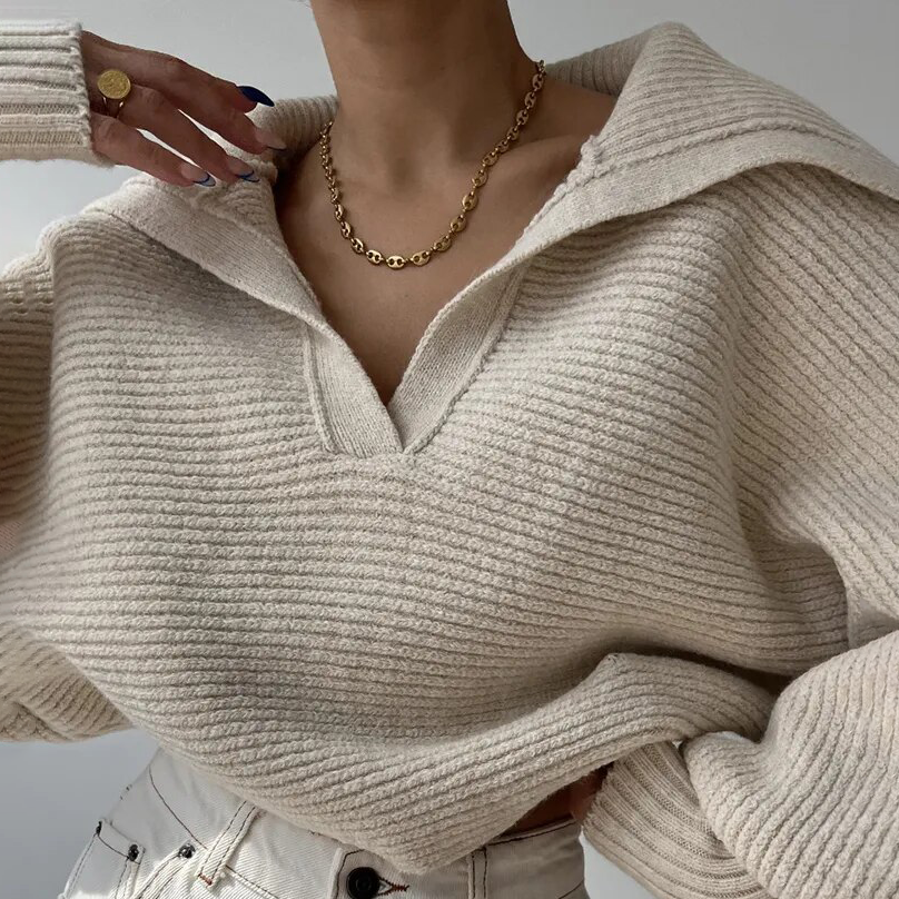 Levoire | Pull à col ouvert Lyhtypussi Beige