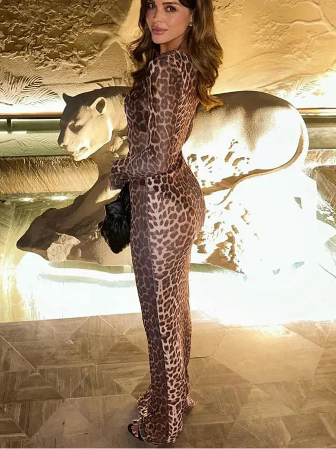 Levoire | Robe De Fête En Mesh Léopard