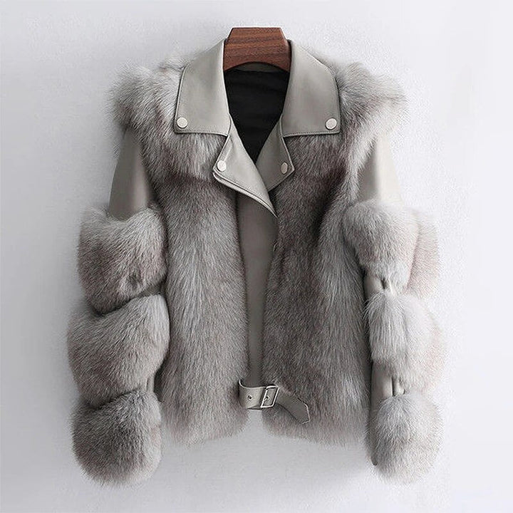 Levoire | Veste En Cuir De Luxe Arktis Avec Fourrure Gris