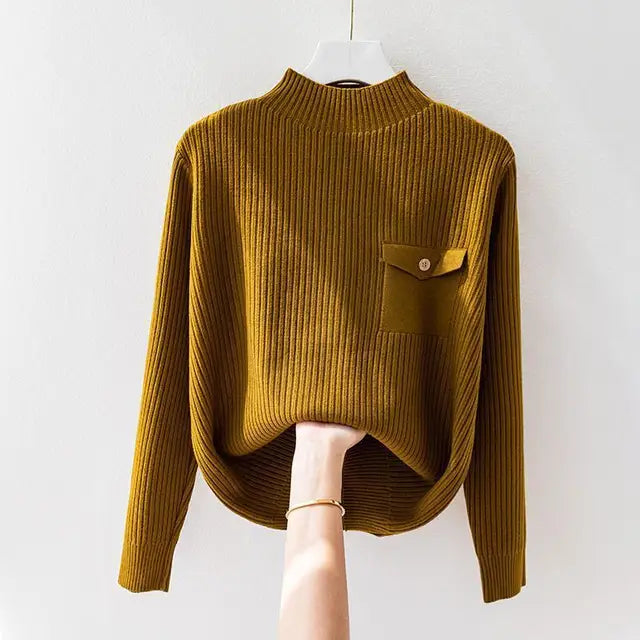 Levoire | Pull En Maille Fine Simple Et Élégante Jaune