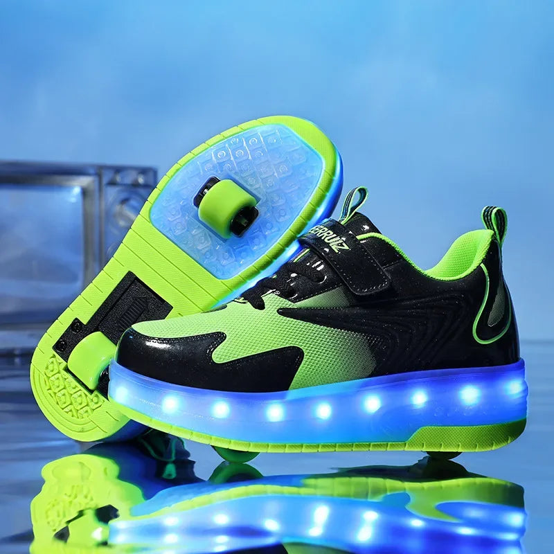 Levoire | Chaussures À Roulettes Led Pour Enfants Vert