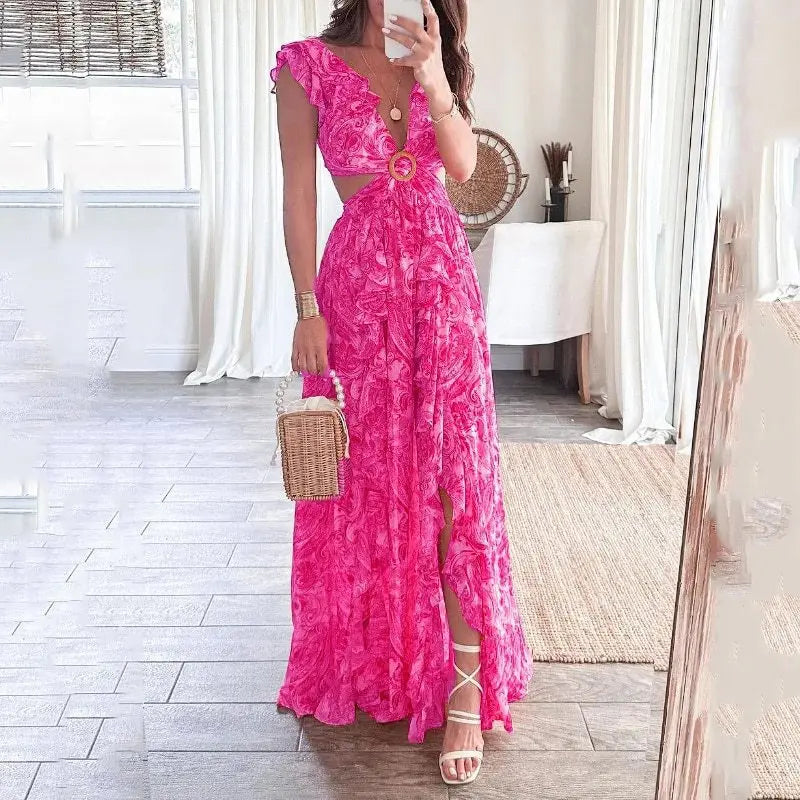 Levoire | Robe Élégante Sexy Profondément Découpée Avec Dos Ouvert Rosa