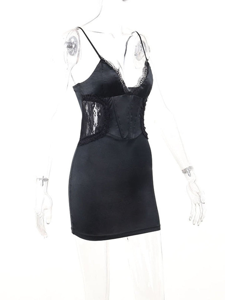 Levoire | Zip Sans Bretelles Profond V-Lace Dos Nu Mini Robe