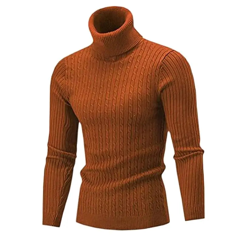 Levoire | Pull Col Roulé Homme Slim Fit En Tricot Caramel