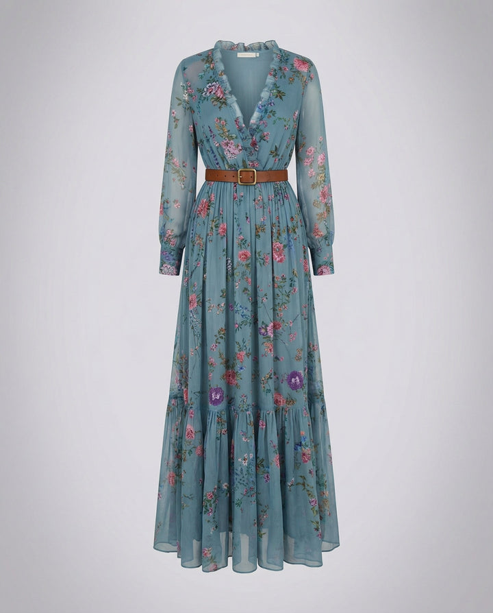Robe maxi bohème avec décolleté en V | Avriane