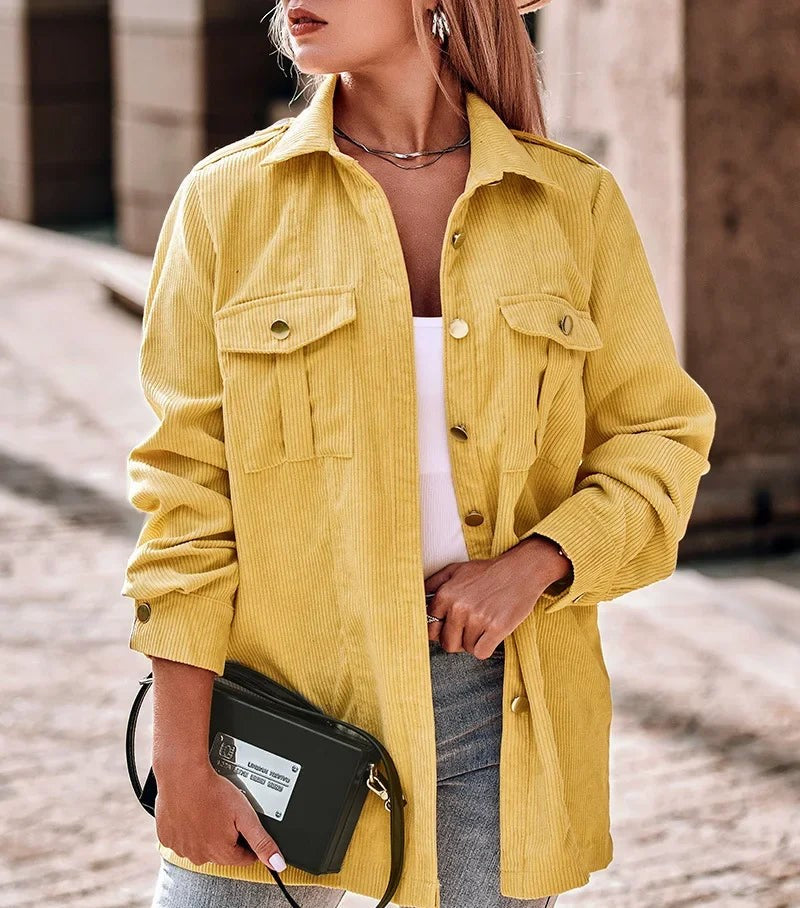 Levoire | Veste En Corduroy À Manches Longues Pour Femmes Jaune
