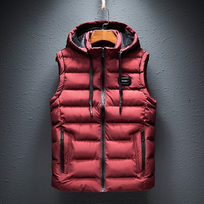 Levoire | Gilet avec Design Matelassé et Capuche pour l'Automne Rouge