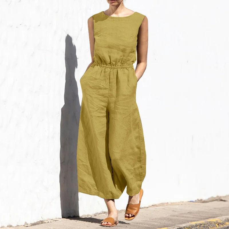 Levoire | Salopette En Coton Lin Jaune vert