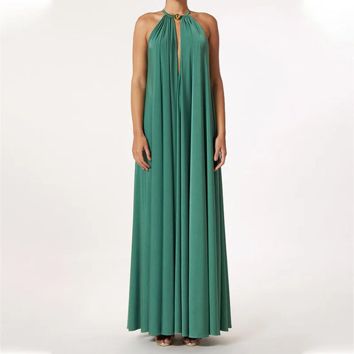 Levoire | Élégante Robe Maxi Boho Dos Nu À Décolleté En V Émeraude