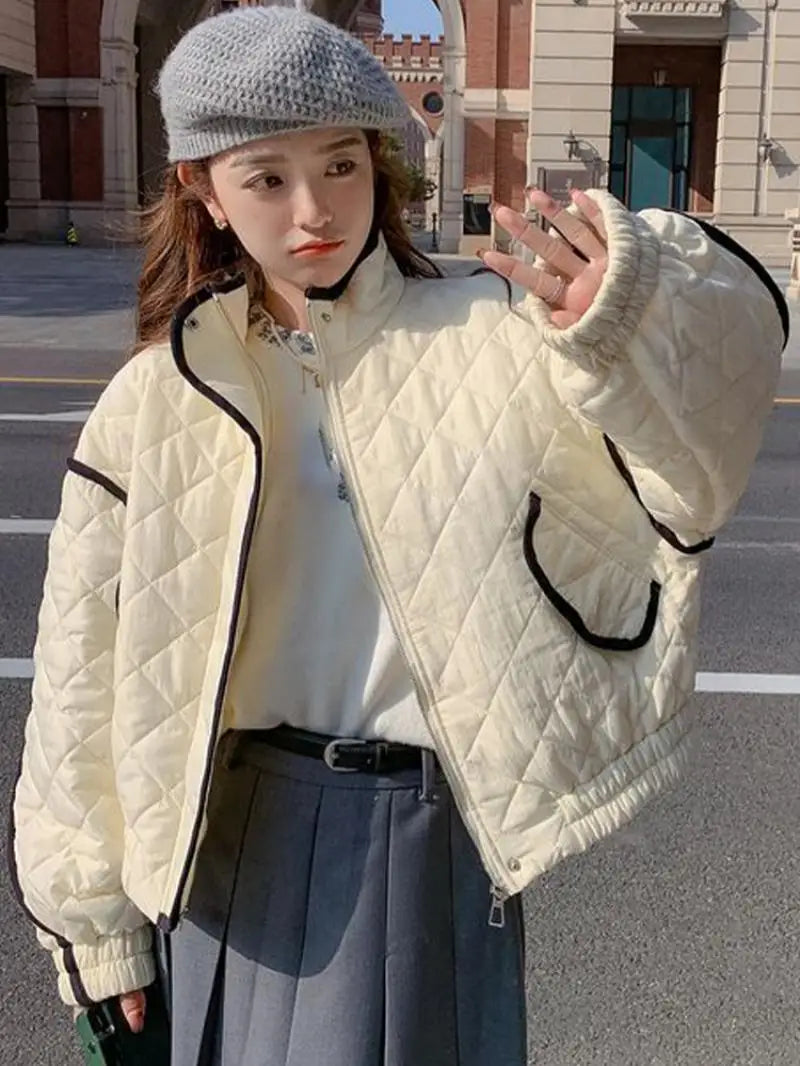 Levoire | Parka D'Hiver Femme Détails Contrastés Blanc