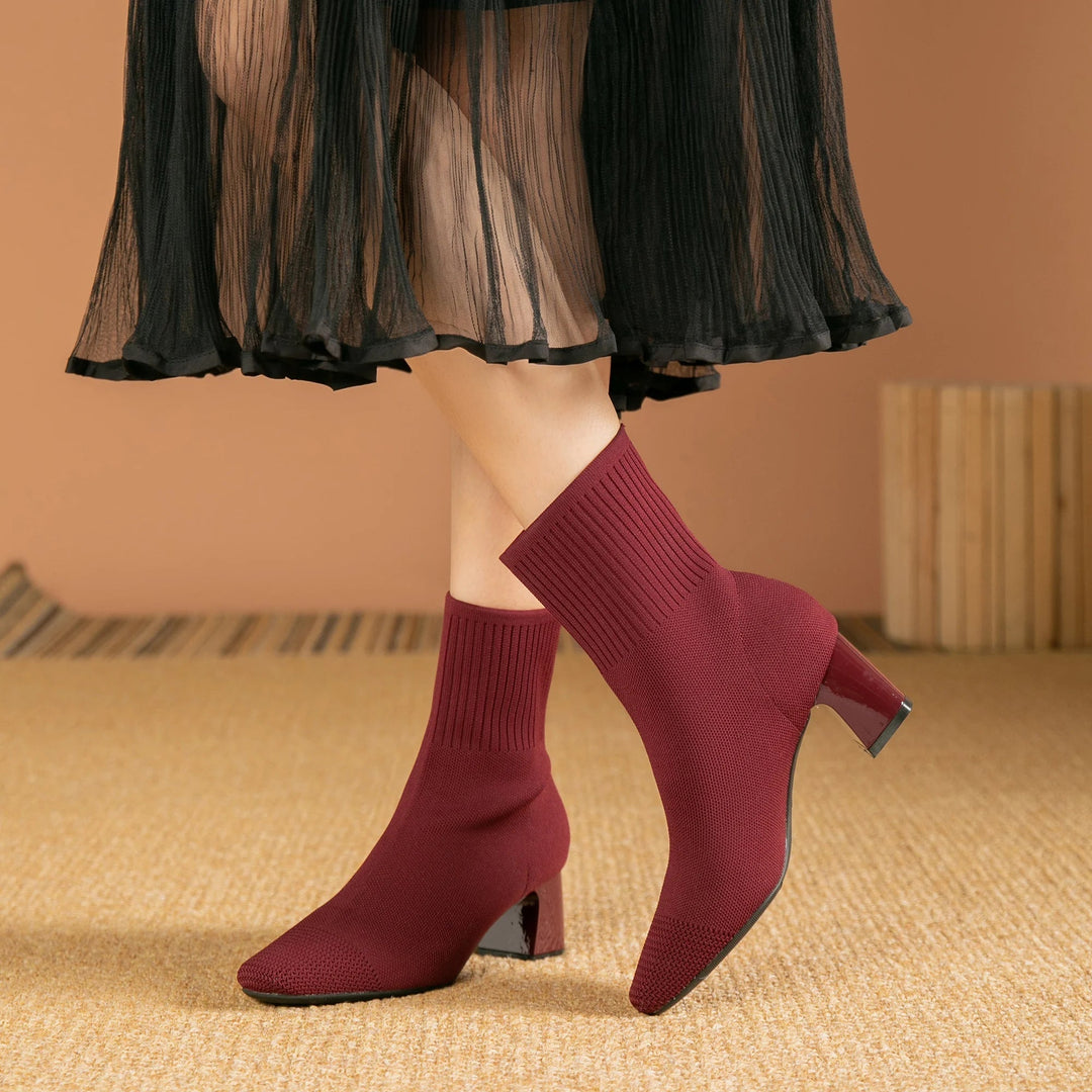 Levoire | Femmes Élégantes Bottes Rouge vin