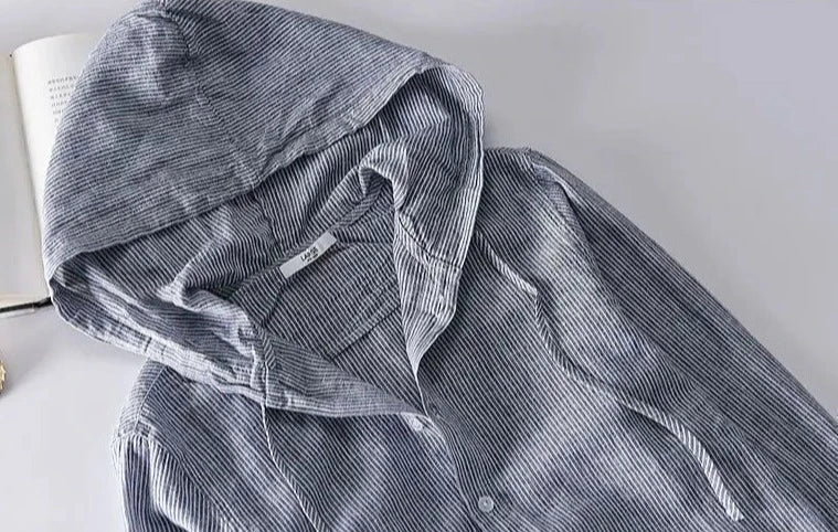 Levoire | Chemise En Lin Décontractée Avec Capuche Légère Et Respirante