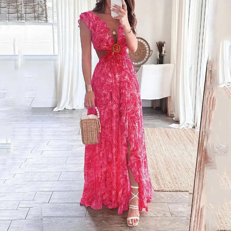 Levoire | Robe D'Été Sans Bretelles Col Rond Robe Décontractée Rose