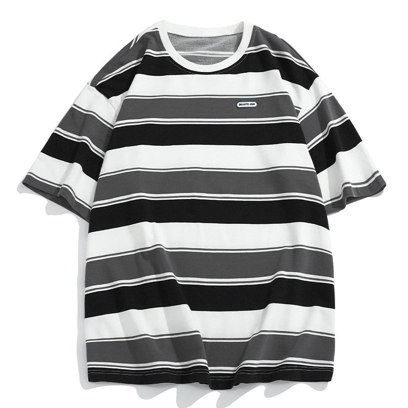 Levoire | T-Shirt Rayé Assorti - Montre Ton Amour Avec Ces T-Shirts Élégants Et Assortis Noir
