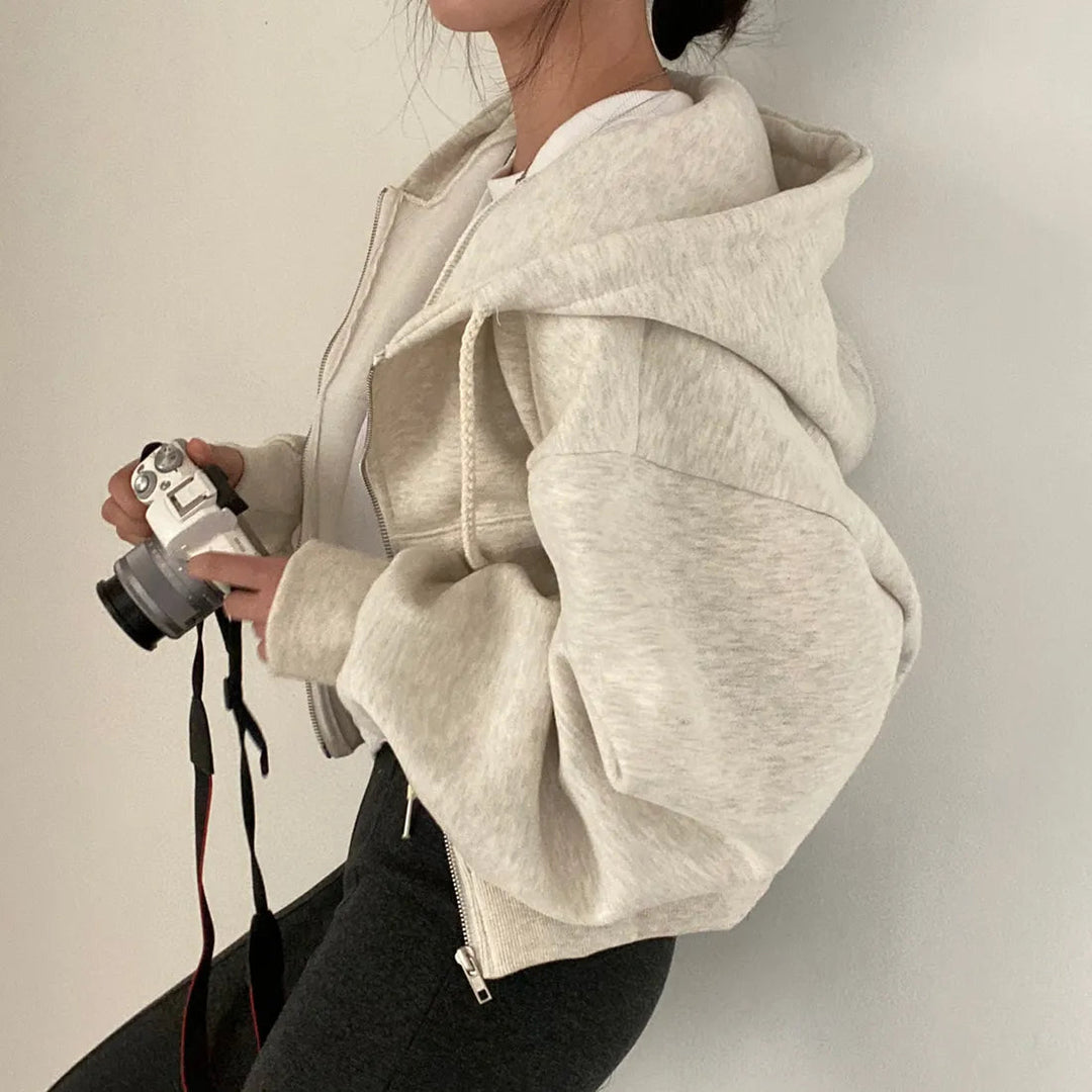 Levoire | Ylisuuri Veste À Capuche Avec Fermeture Éclair Beige