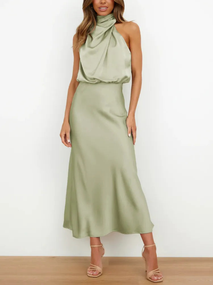 Levoire | Robes De Soirée En Satin Séduisantes Pour Dames Vert ouvert