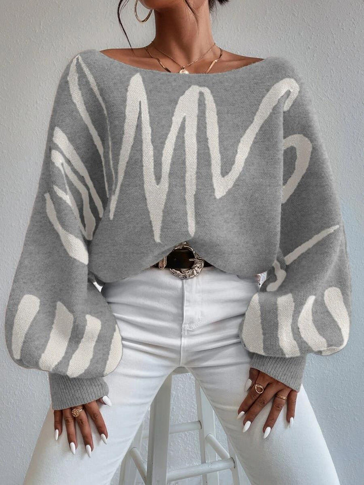 Levoire | Pull Surdimensionné Gris Clair Avec Manches Bouffantes