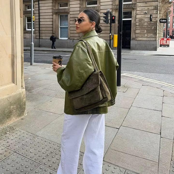 Levoire | Veste En Cuir Oversized Avec Élégance Urbaine