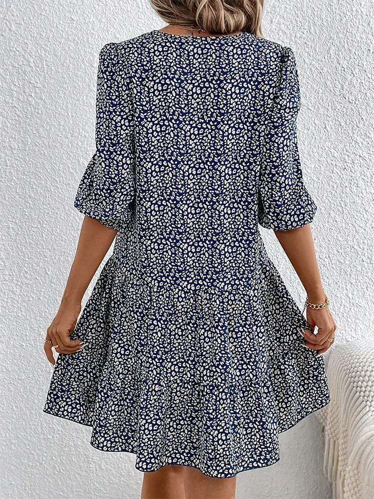 Levoire | Robe Décontractée Imprimée À Demi-Manches Avec Col Rond