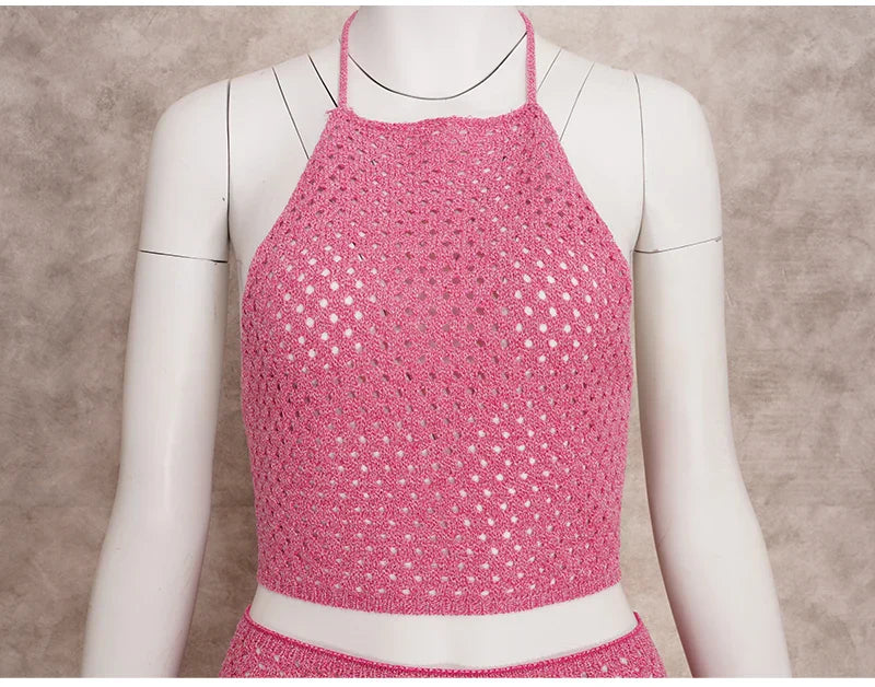 Levoire | Col Rigide À Lacets Avec Un Top À Dos Nu Et Un Ensemble De Mini-Jupe