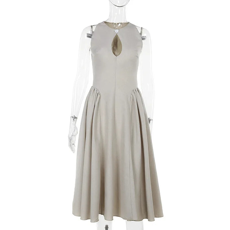 Levoire | Robe Maxi Élégante Sans Bretelles Uni Khaki
