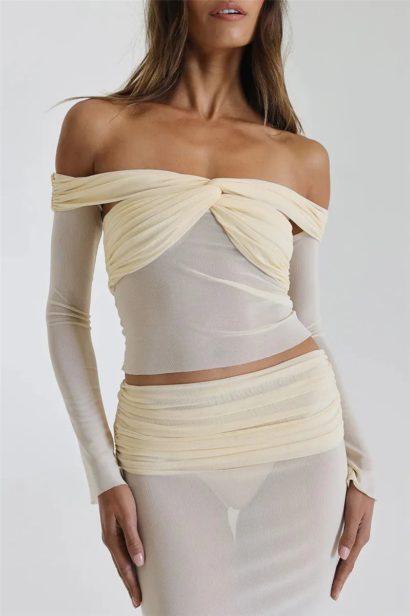 Levoire | Bustier Transparent Sans-Manches Ensemble Crop Et Jupe Longue