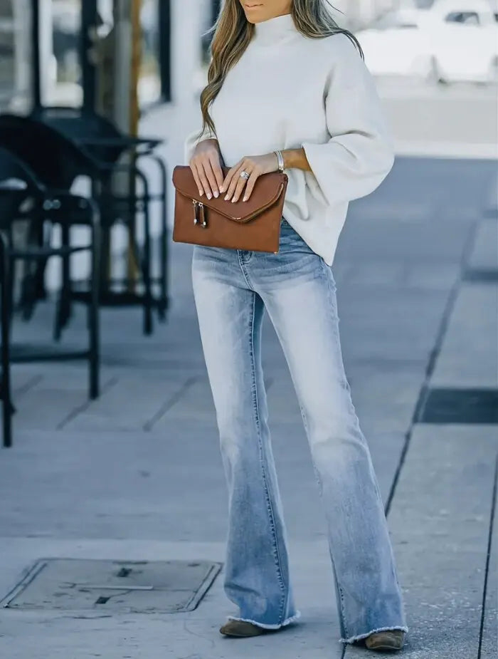 Levoire | Jeans Pour Femmes, Nouveau Jeans À Taille Haute Aminci Micro Évasé Tendance Pour Femmes