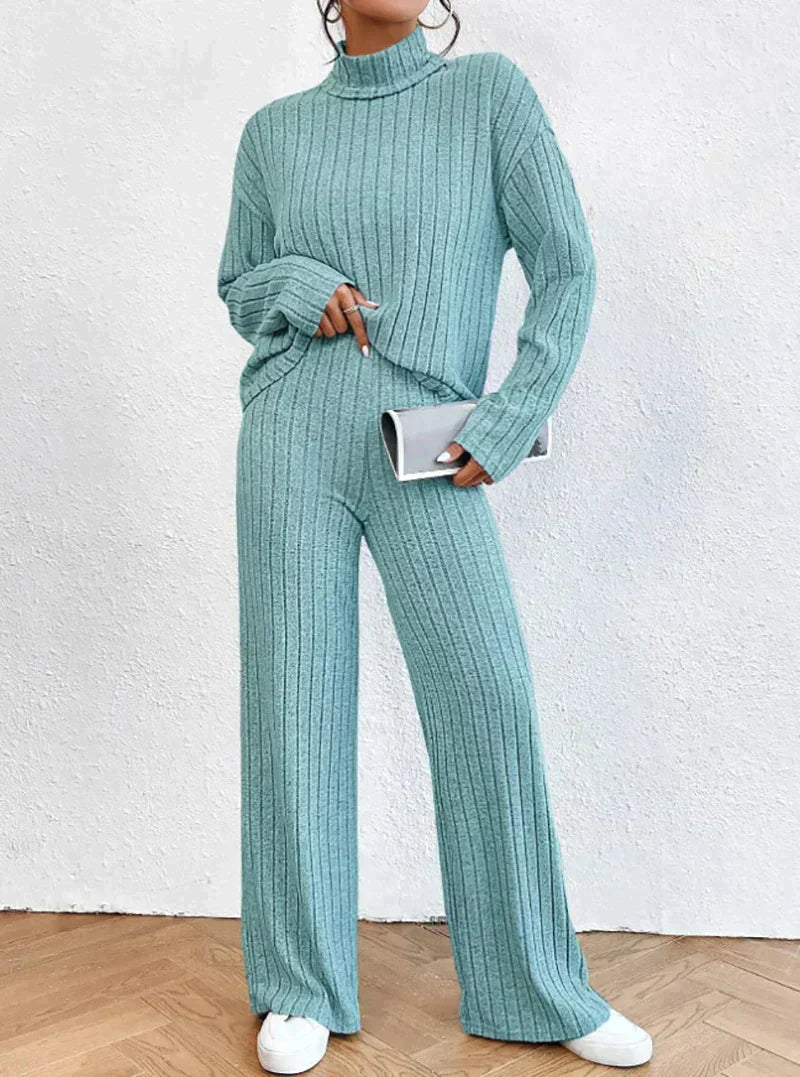 Levoire | Pull Col Montant Manches Longues Pantalon Bleu