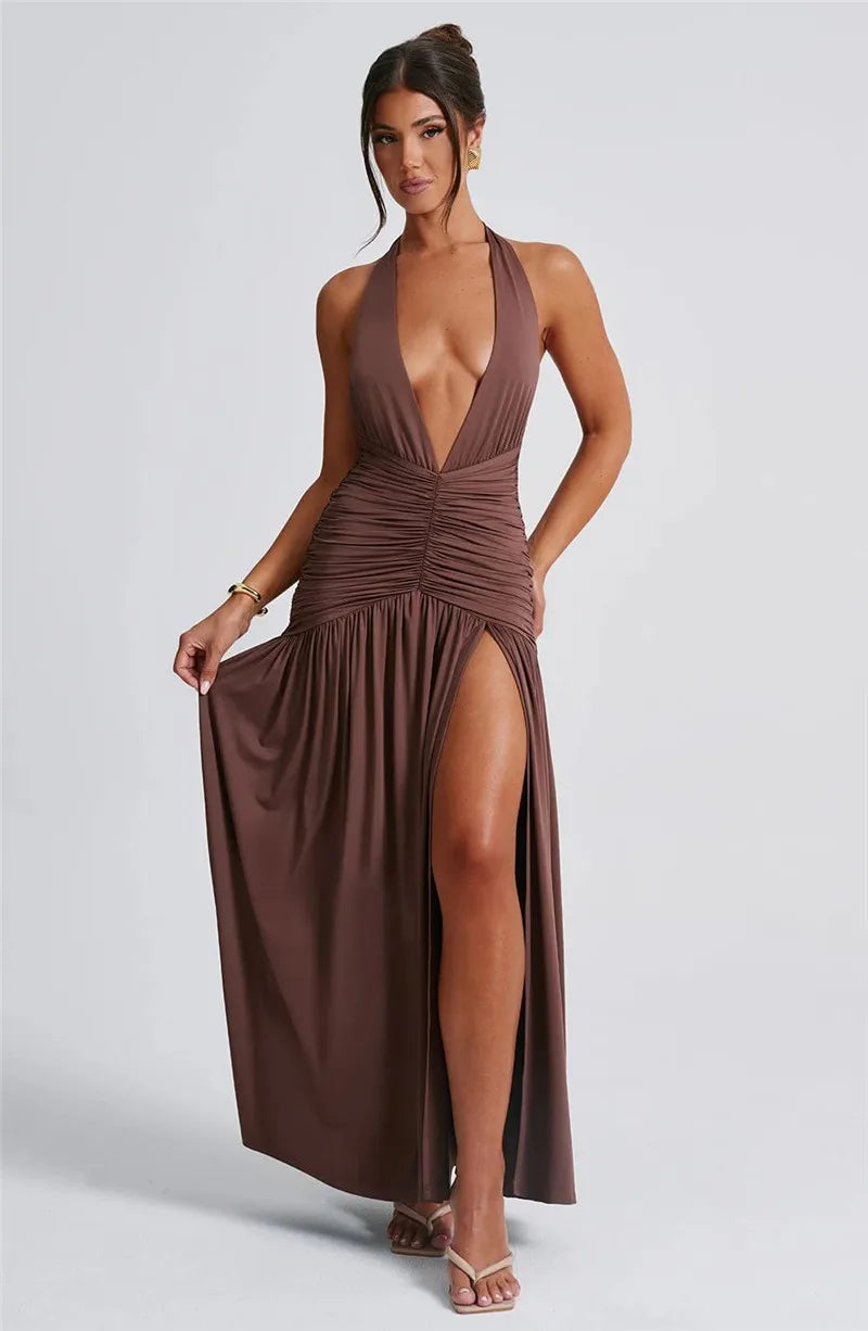 Levoire | Dos Nu Noyé V-Cuisse Haute Fente Maxi Robes