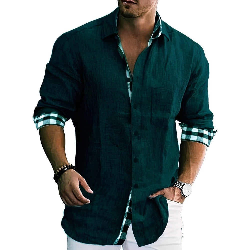 Levoire | Chemise D'Été Avec Des Manches Retroussées Et Un Motif Vert foncé